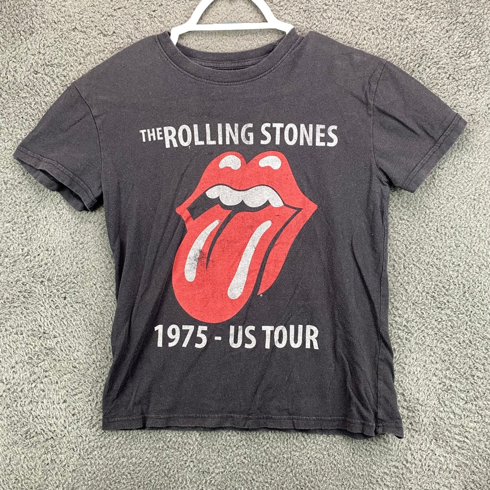 The Rolling Stones 1975 US Tour Graphic Print T Shirt Men's Small